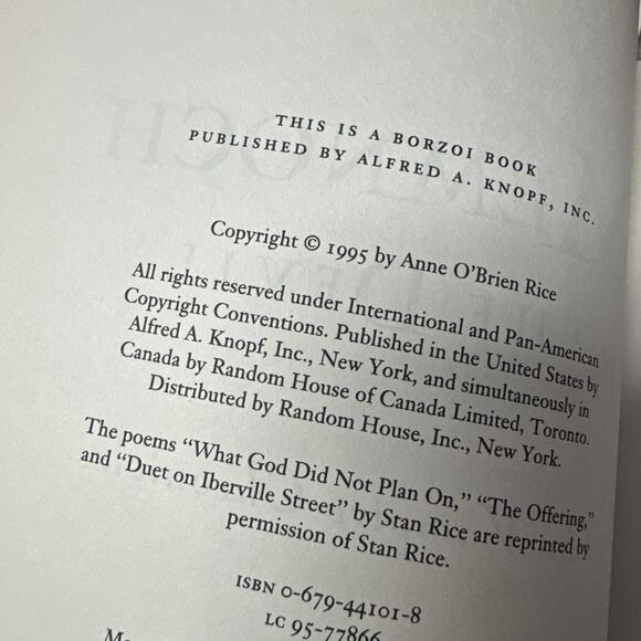 Signed  Anne Rice “Memnoch the Devil” 1st Edition  Rare - Picture 6 of 6